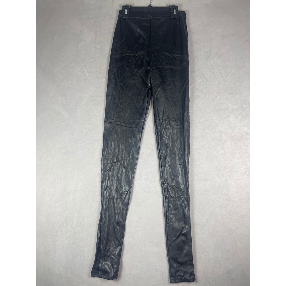 PrettyLittleThing Black Faux Leather High Waisted Leggings Womens Size 0 US UK 4